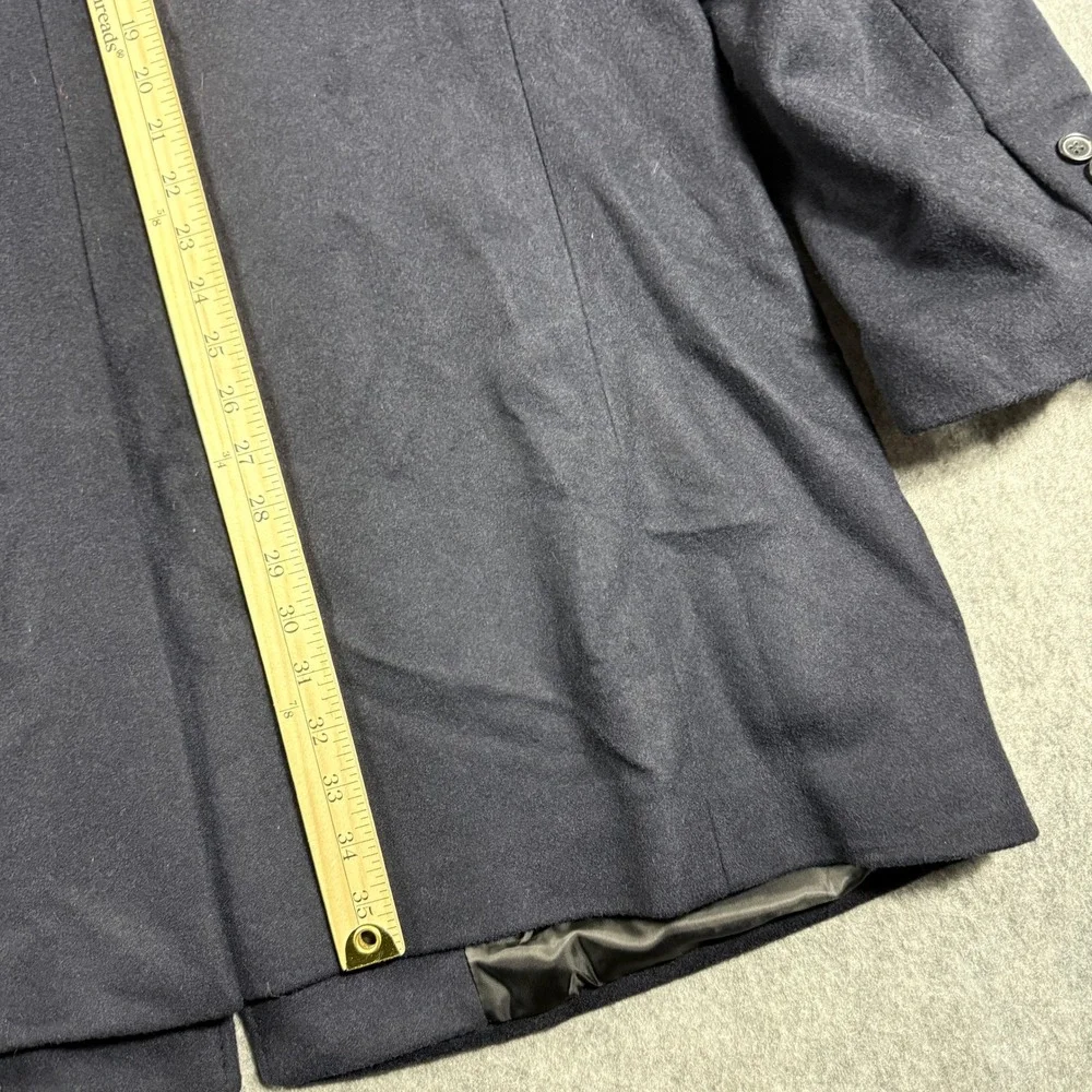Ralph Lauren Overcoat Mens 46 Navy Wool  Cashmere Blend Jacket 3 Buttons Luxury